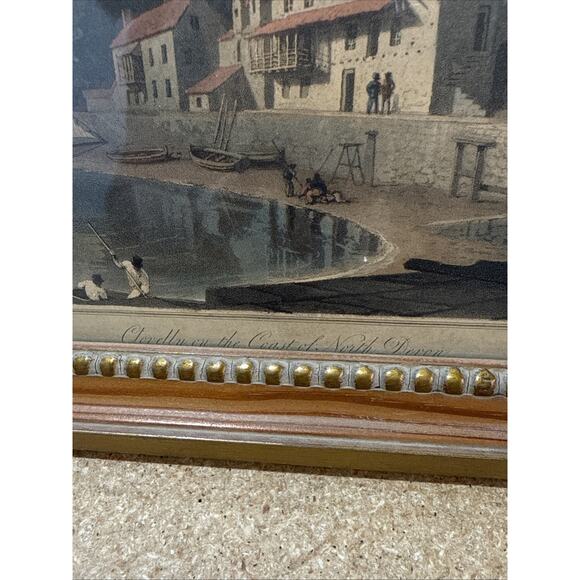 Pair Antique Hand-Colored Engravings Clovelly & Wigton Galloway Framed 12.5x9.5 - Picture 5 of 12